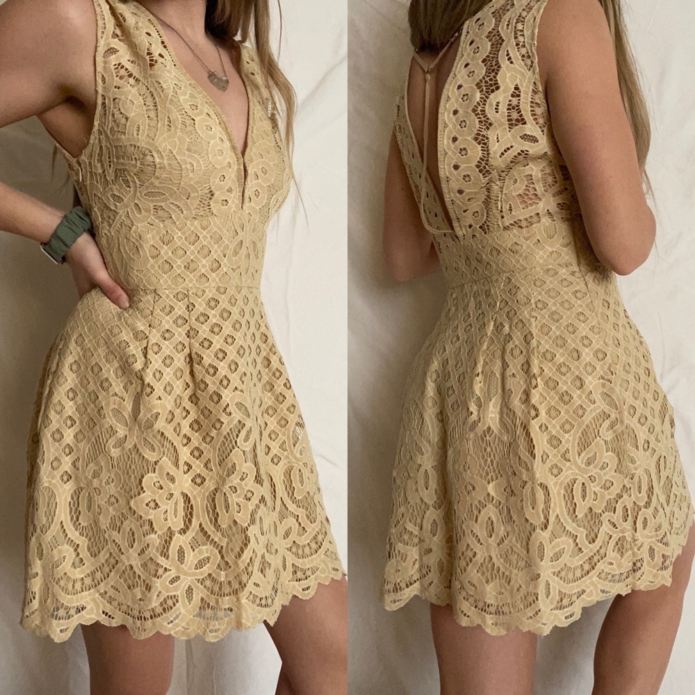 Free People One Million Lovers Lace Mini Dress